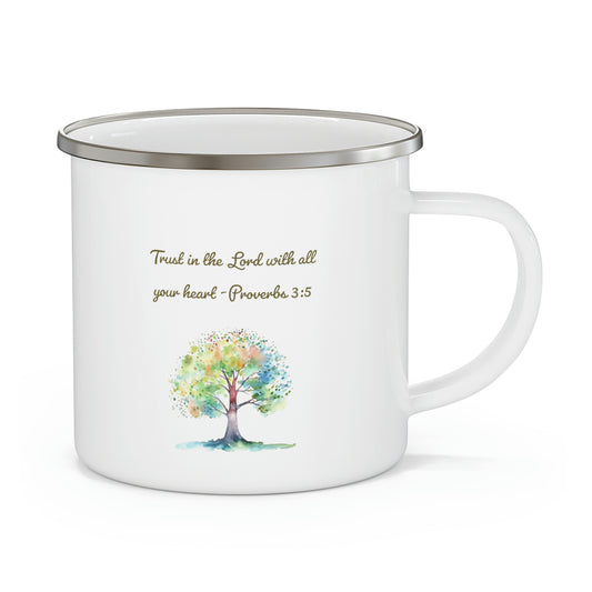 Trust in the Lord, Proverbs 3:5, Camping Mug, enamel, 12 oz