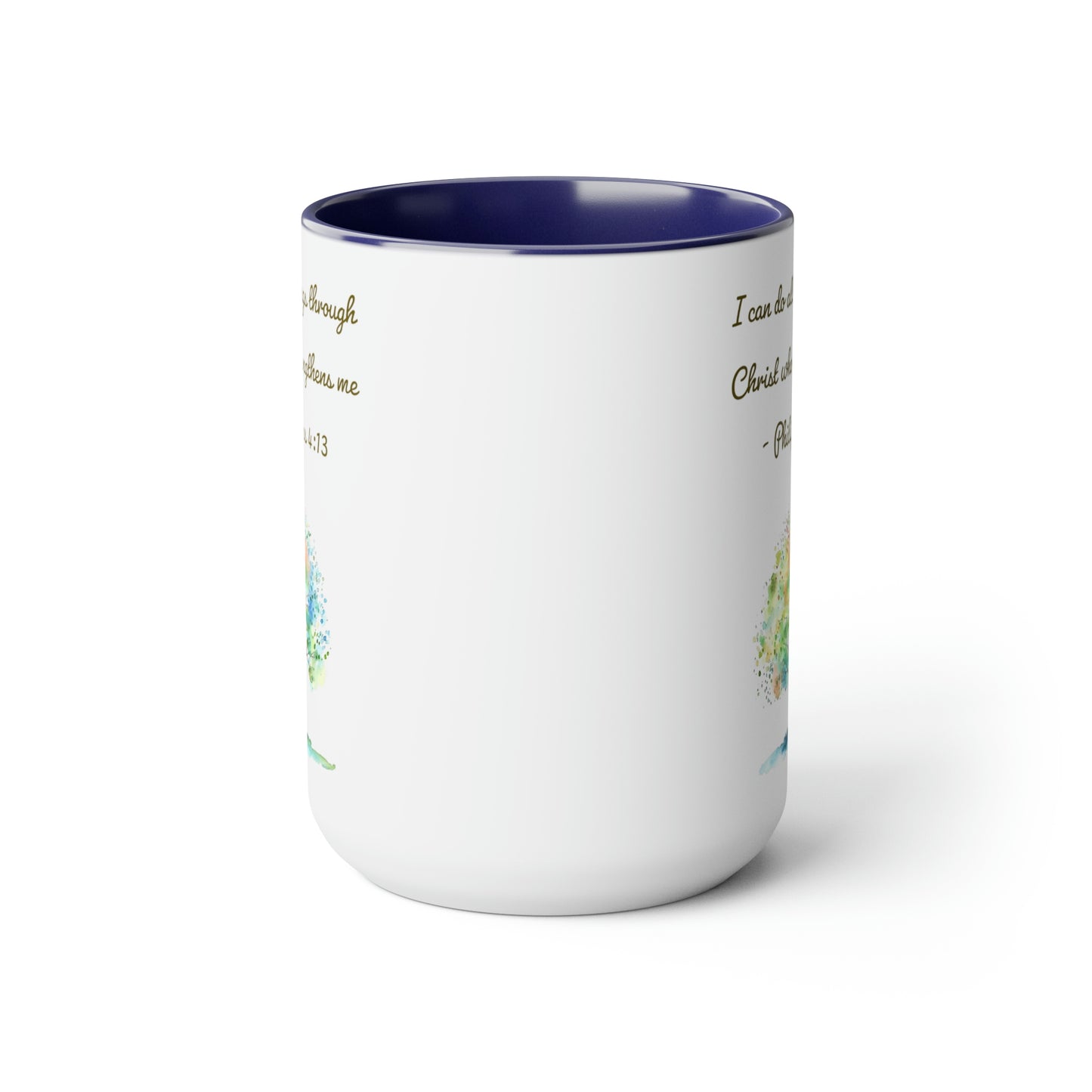 Philippians 4:13 Two-Tone Coffee Mugs, 15oz