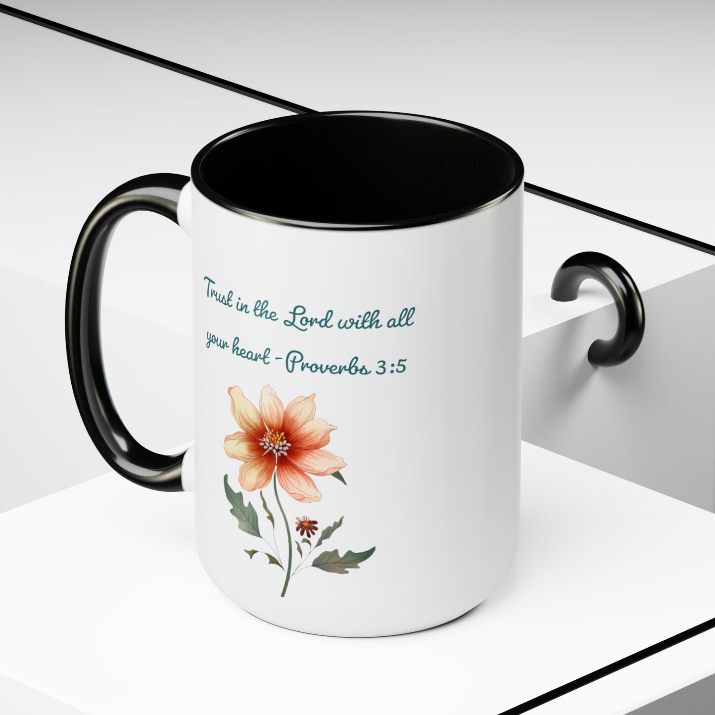 Trust in the Lord, Proverbs 3:5, Two-Tone Coffee Mugs, 15oz