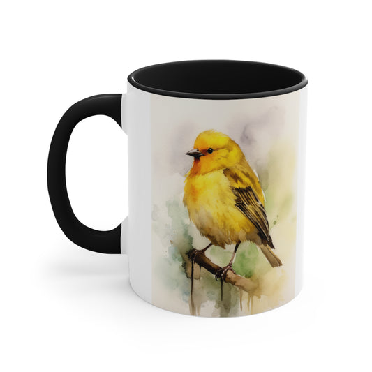 Canary Watercolor Accent Coffee Mug 3, 11oz
