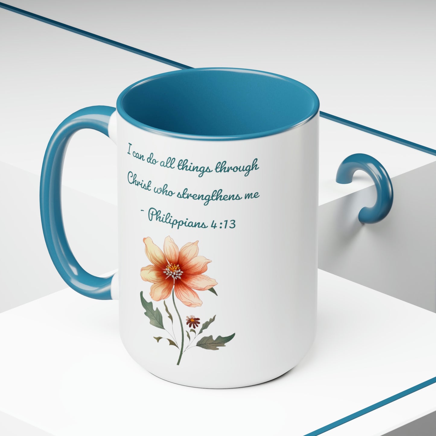 Philippians 4:13, Two-Tone Coffee Mugs, 15oz