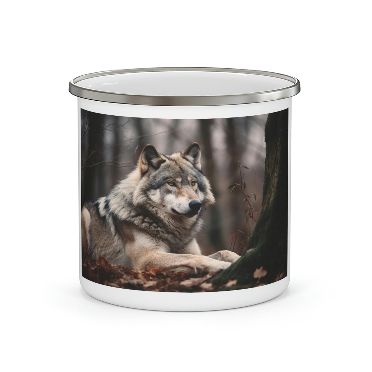 Wolf Enamel Camping Mug