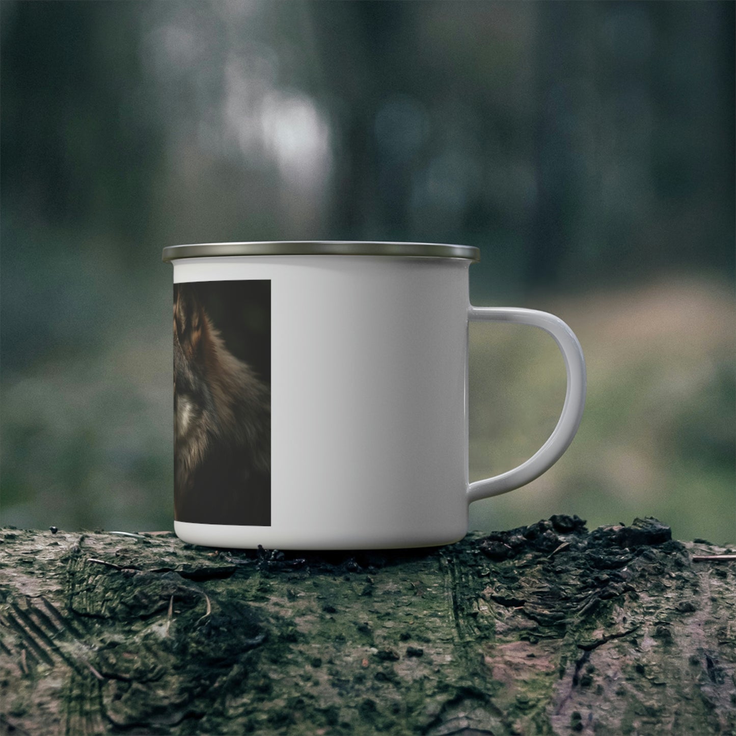 Wolf Enamel Camping Mug