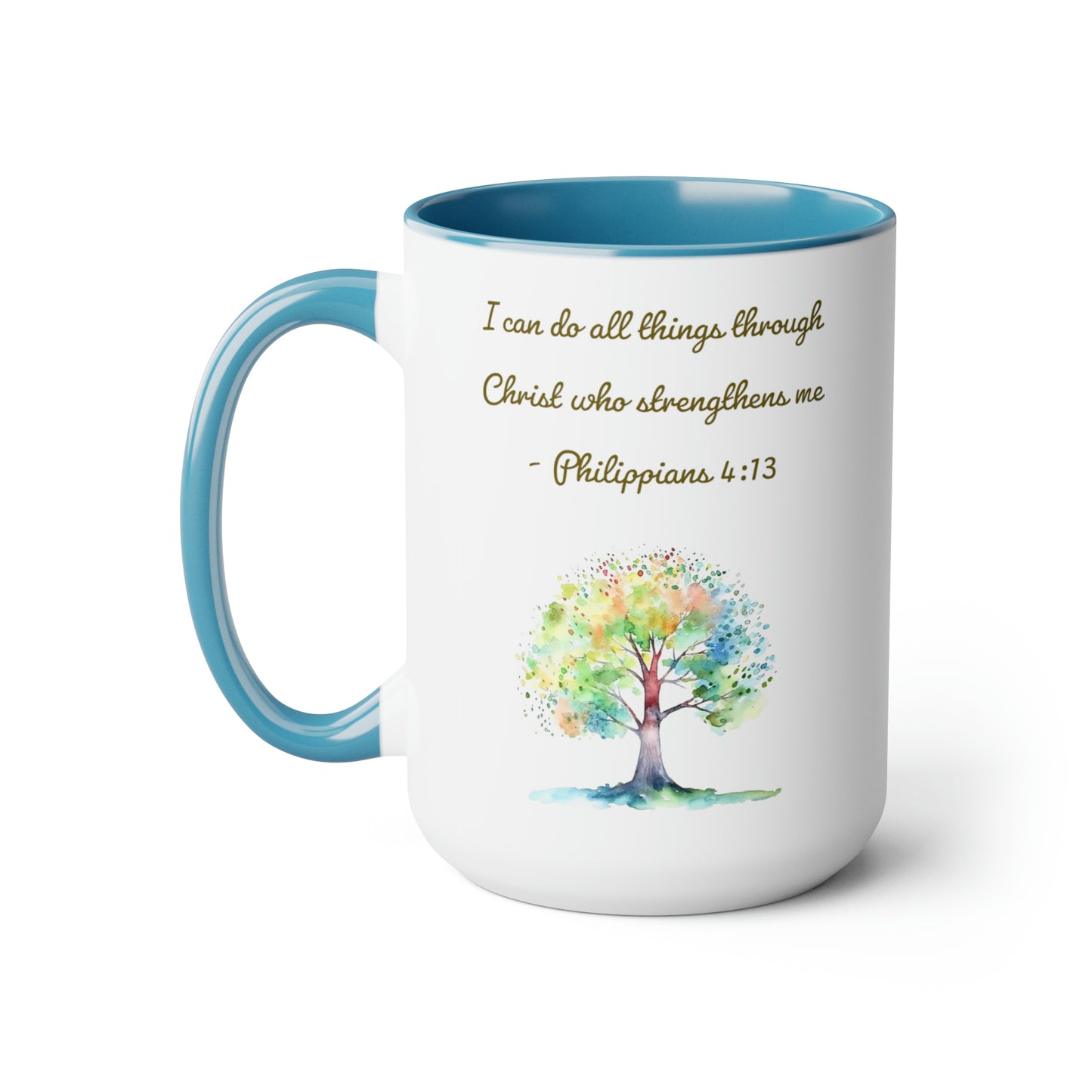 Philippians 4:13 Two-Tone Coffee Mugs, 15oz