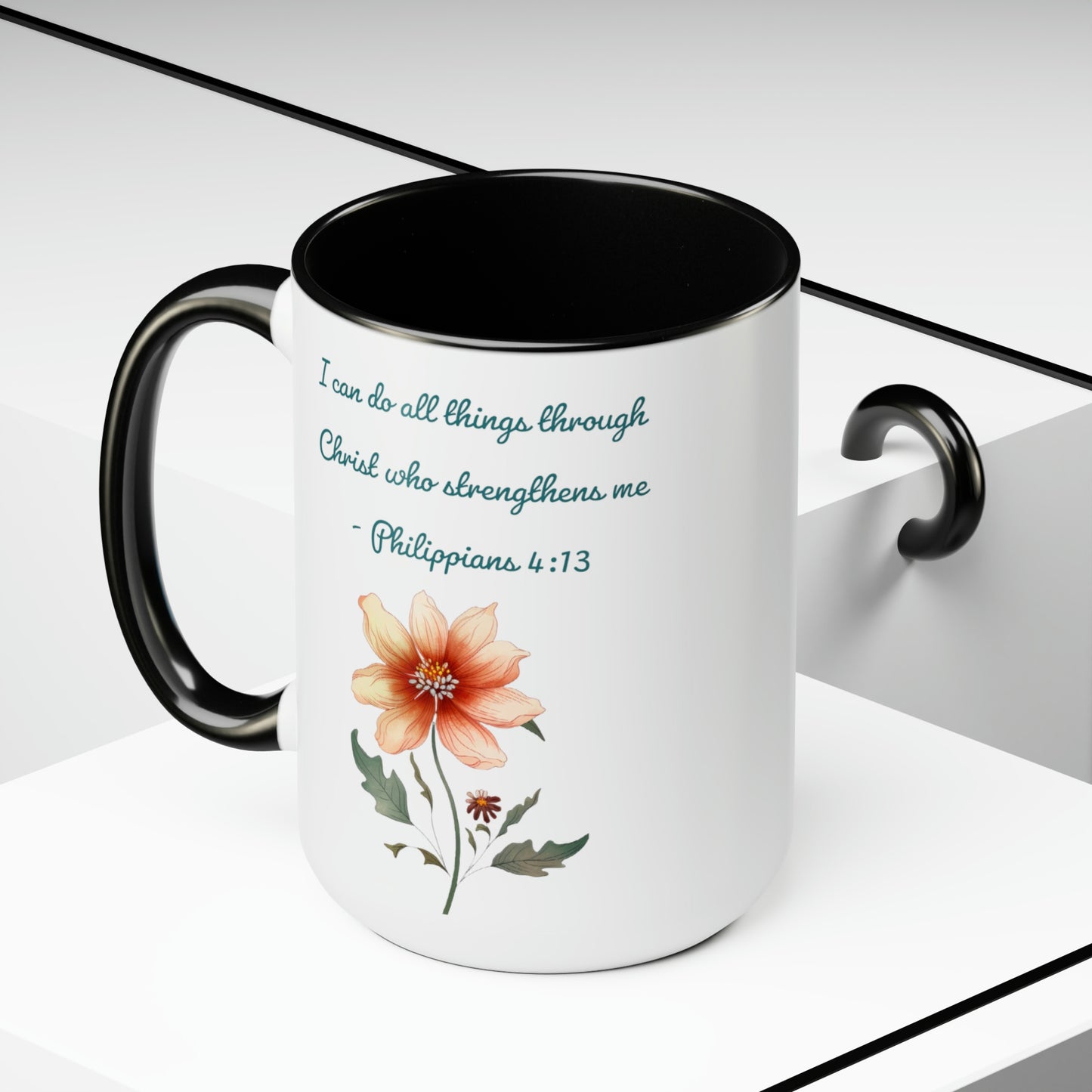 Philippians 4:13, Two-Tone Coffee Mugs, 15oz
