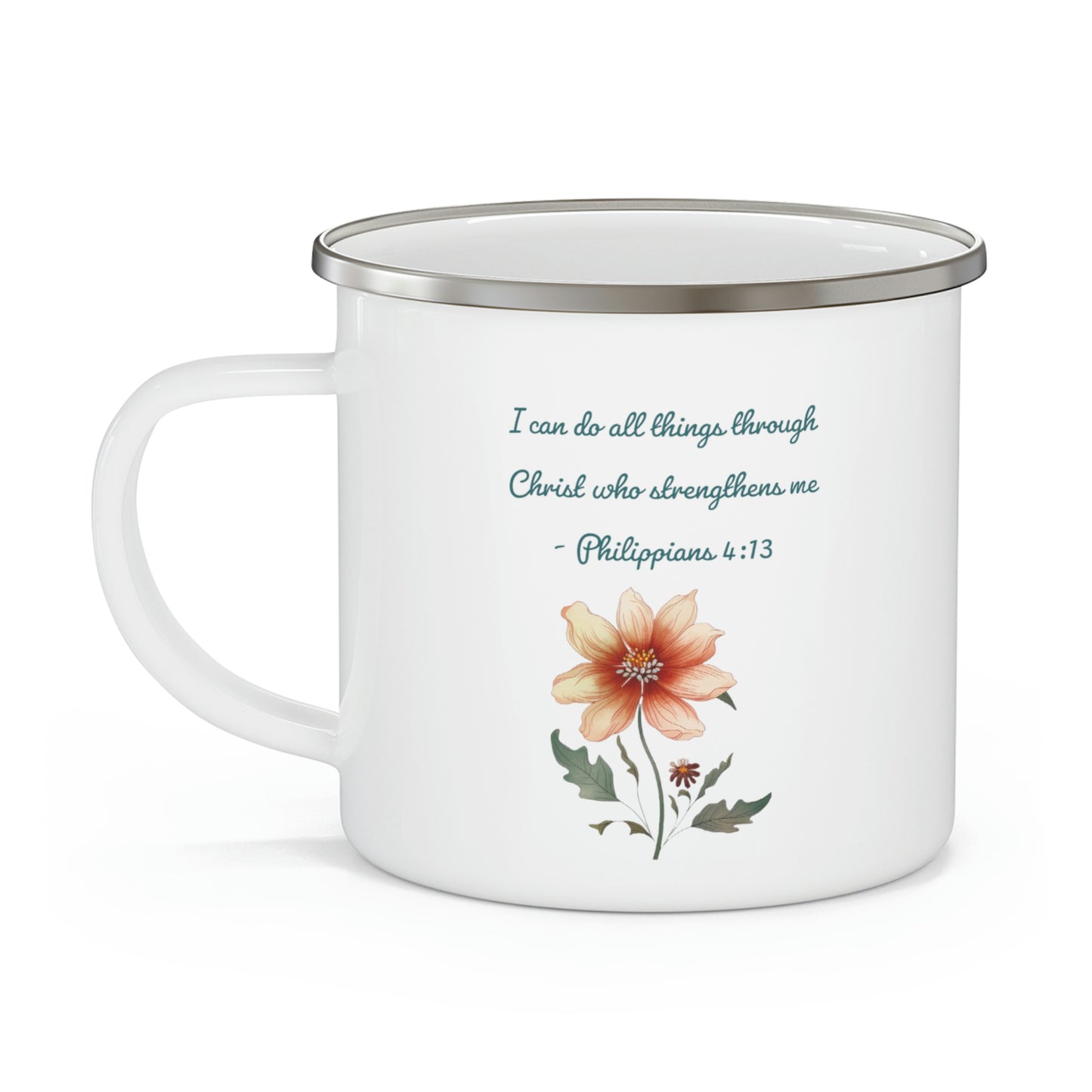 Philippians 4:13 Camping Mug, enamel, 12 oz