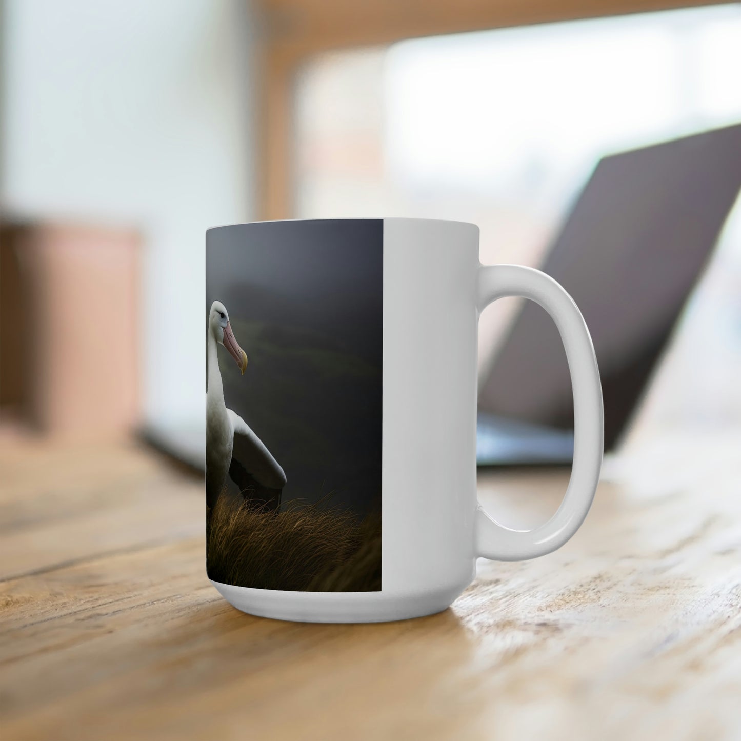 albatross mug on desk