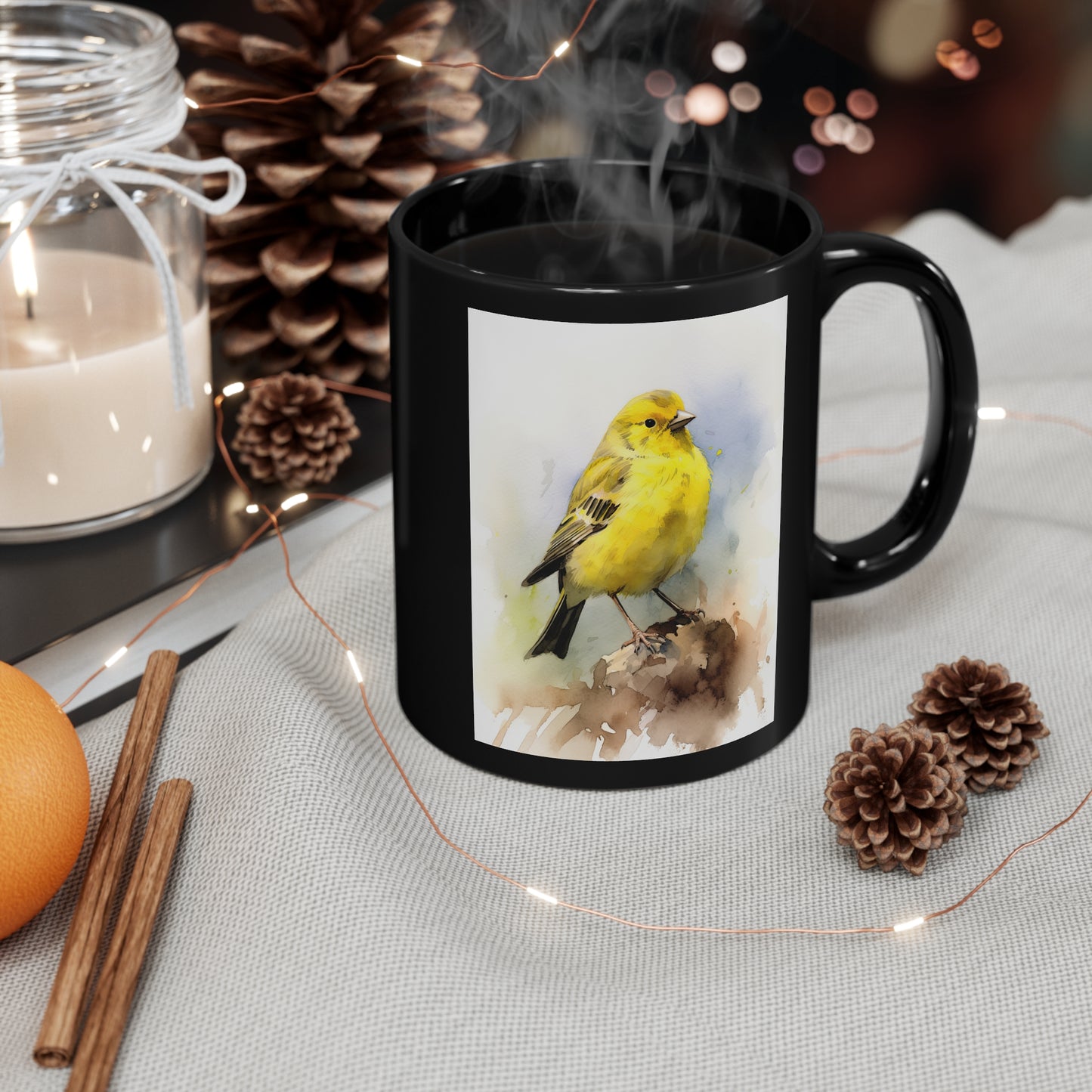 Canary Watercolor Mug - 11 oz Ceramic Mug