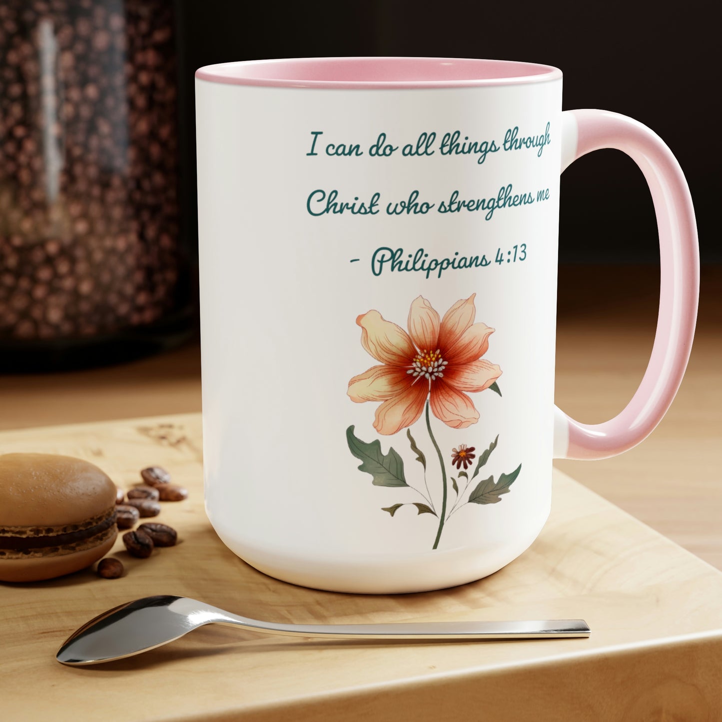 Philippians 4:13, Two-Tone Coffee Mugs, 15oz