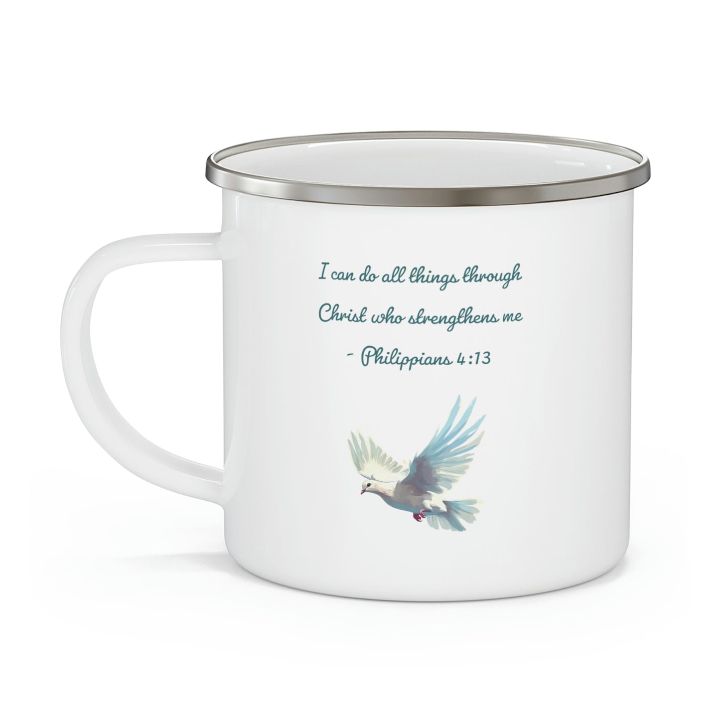 Philippians 4:13 Camping Mug, enamel, 12 oz