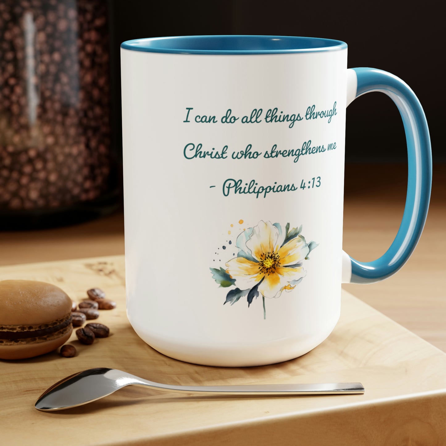 Philippians 4:13, Two-Tone Coffee Mugs, 15oz