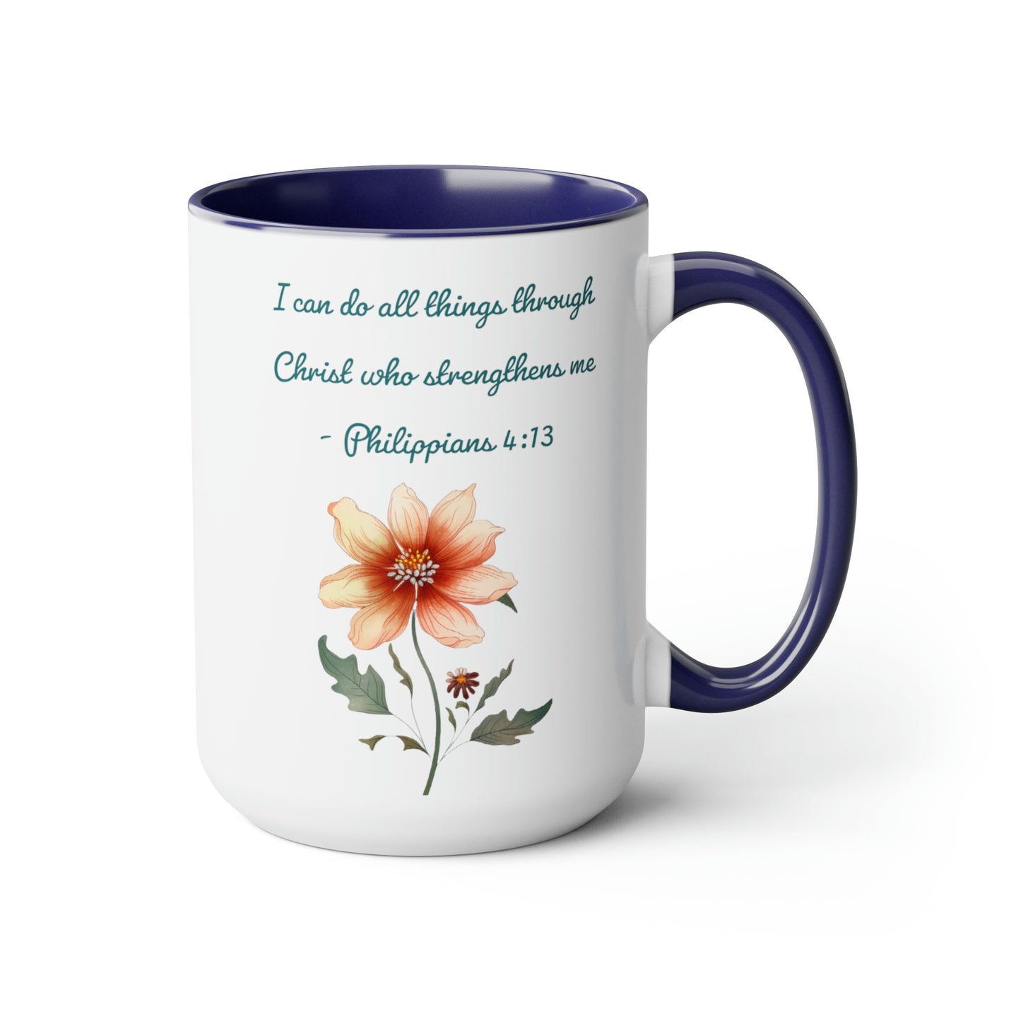 Philippians 4:13, Two-Tone Coffee Mugs, 15oz
