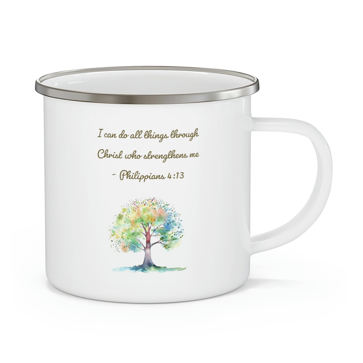 Philippians 4:13 Camping Mug, enamel, 12 oz