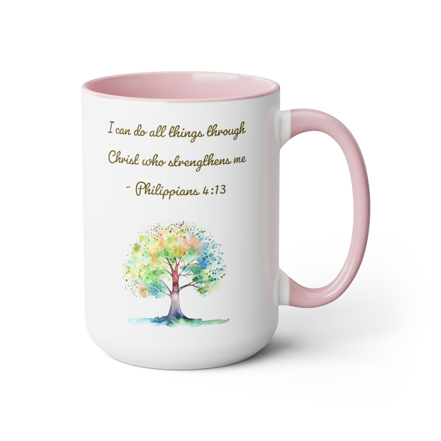 Philippians 4:13 Two-Tone Coffee Mugs, 15oz