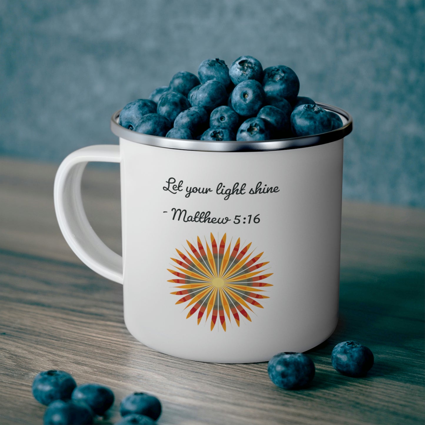 Let Your Light Shine Camping Mug, enamel, 12 oz