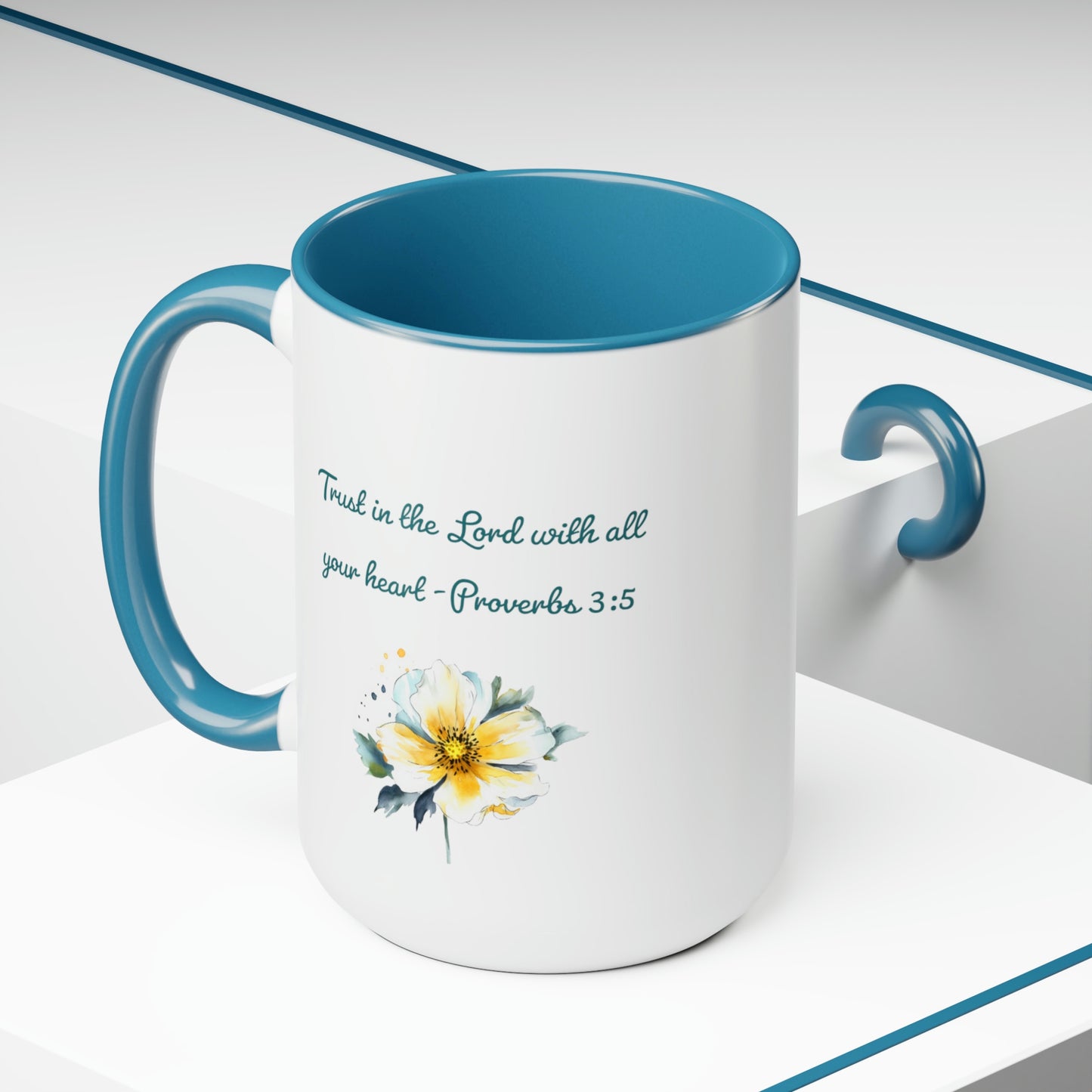 Trust in the Lord, Proverbs 3:5, Two-Tone Coffee Mugs, 15oz