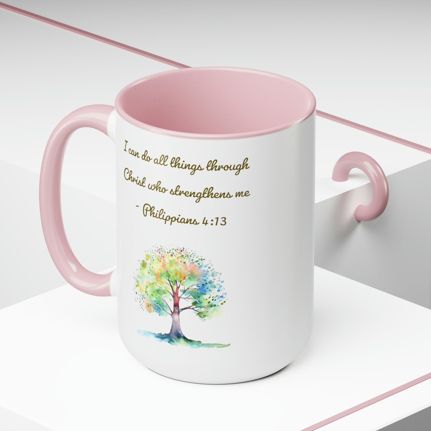 Philippians 4:13 Two-Tone Coffee Mugs, 15oz