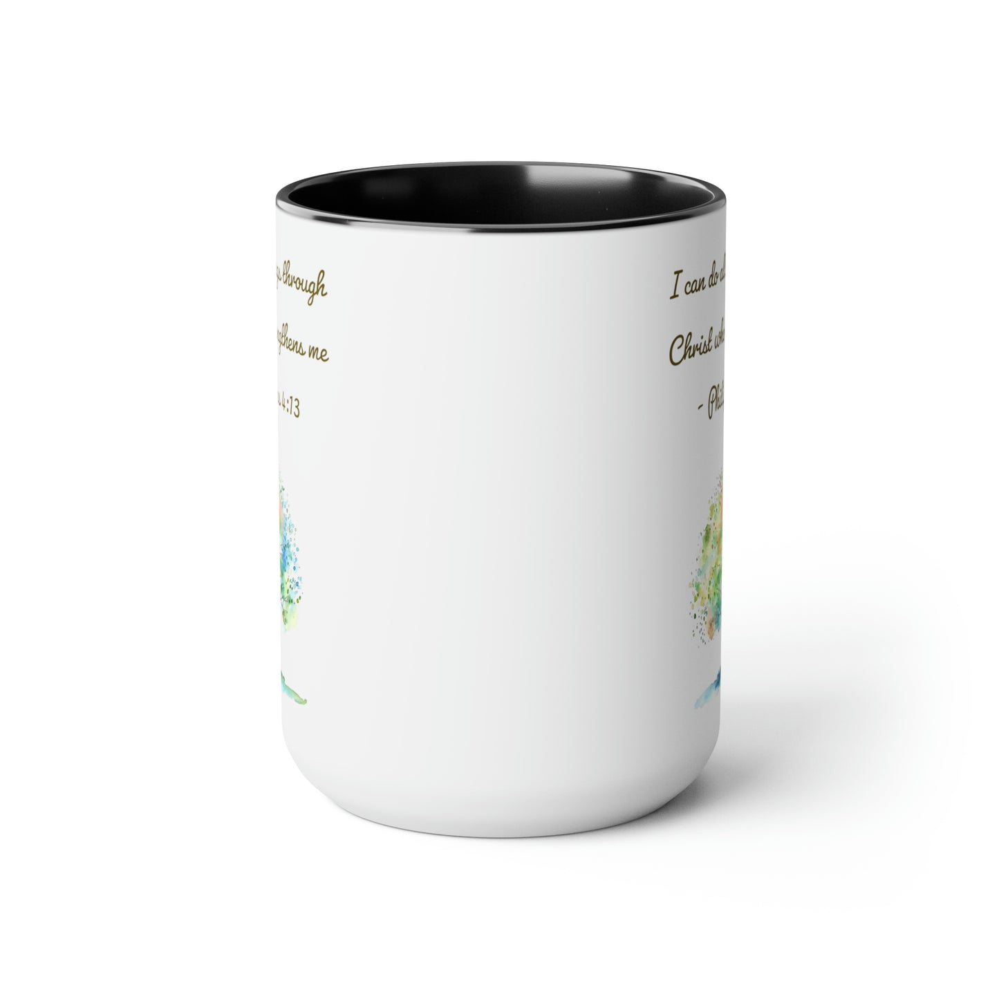 Philippians 4:13 Two-Tone Coffee Mugs, 15oz