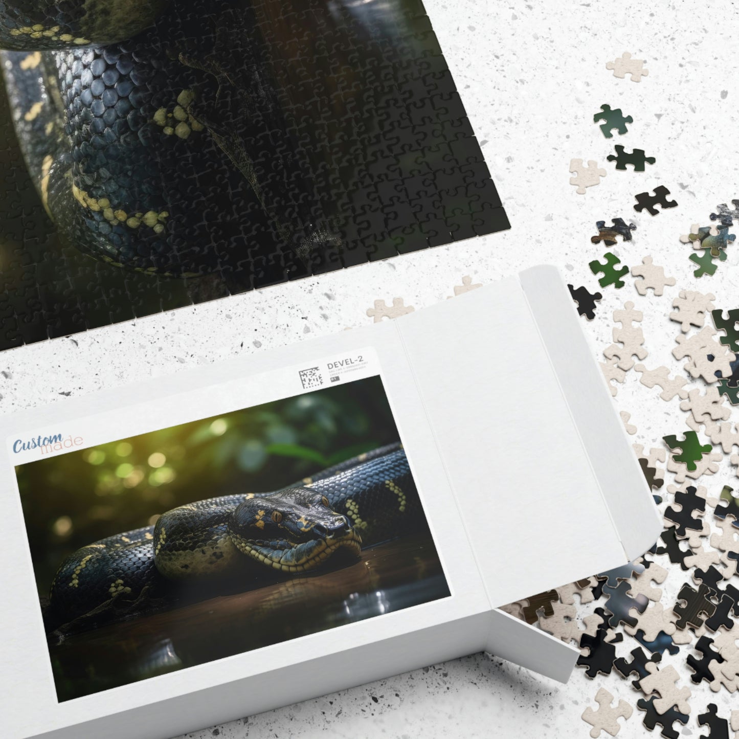 anaconda jigsaw puzzle box and pieces