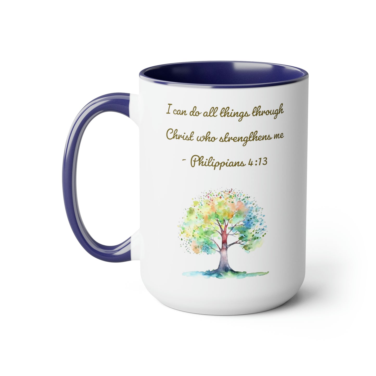 Philippians 4:13 Two-Tone Coffee Mugs, 15oz