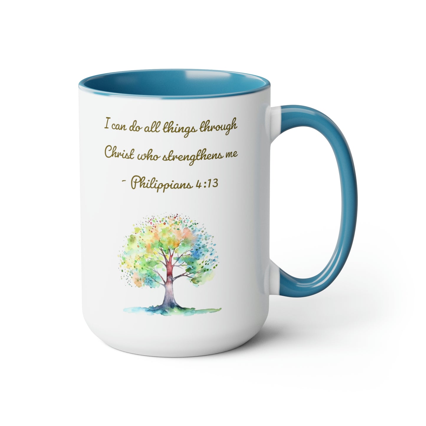 Philippians 4:13 Two-Tone Coffee Mugs, 15oz
