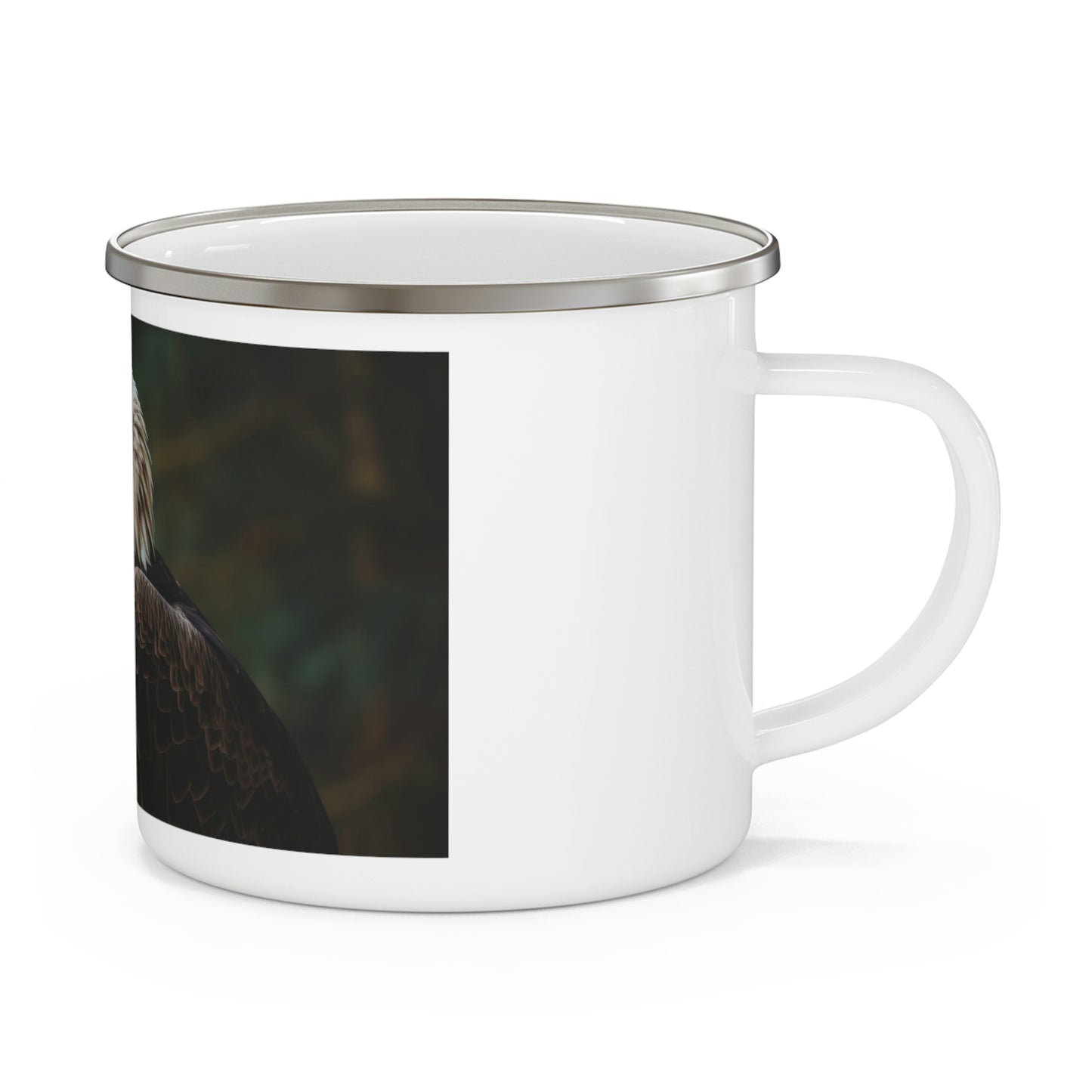 American Eagle Enamel Camping mug, side view