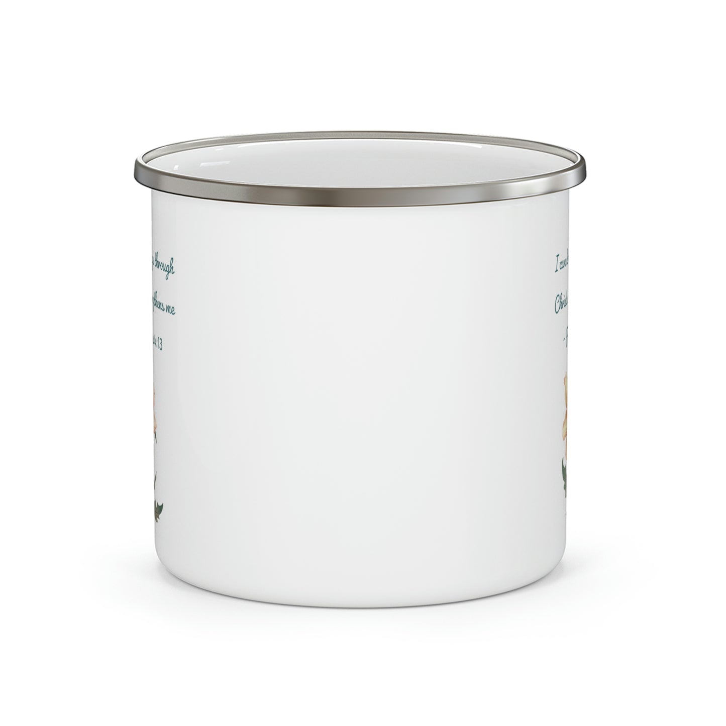 Philippians 4:13 Camping Mug, enamel, 12 oz