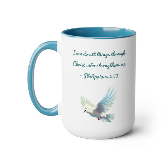 Philippians 4:13, Two-Tone Coffee Mugs, 15oz