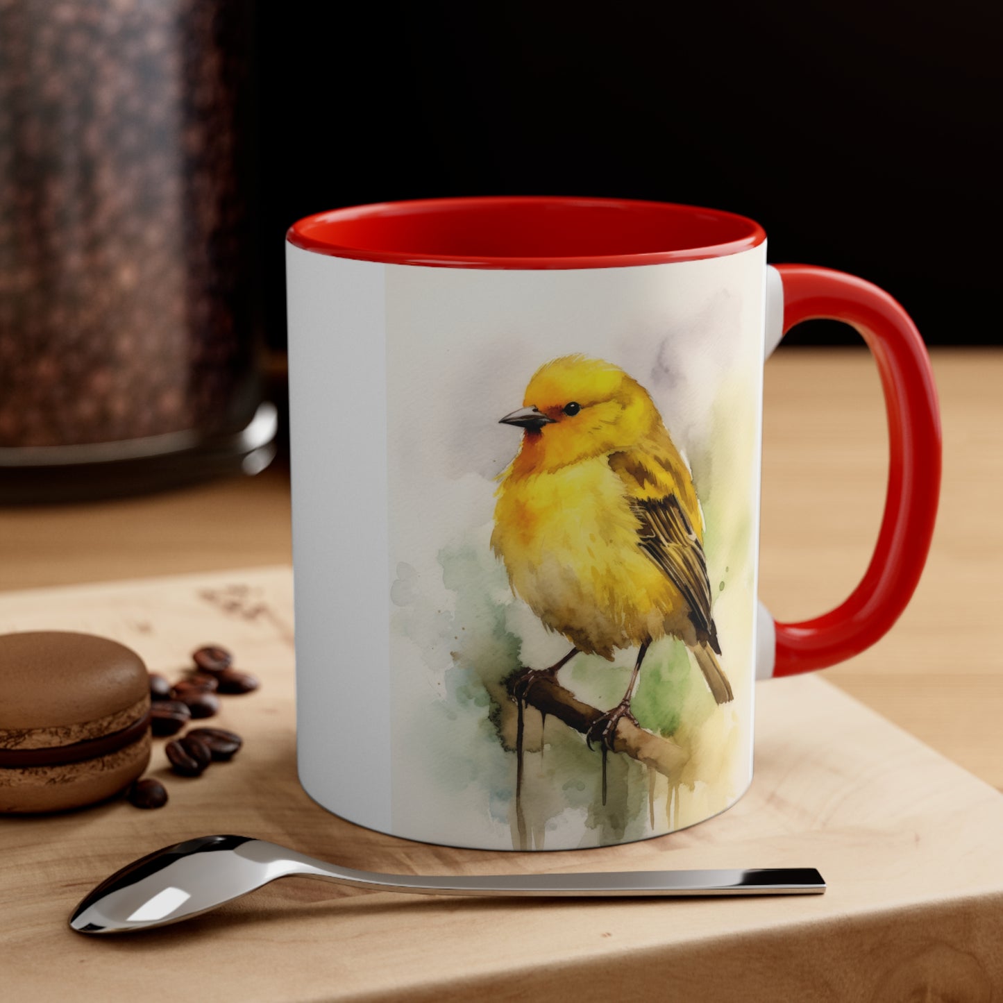 Canary Watercolor Accent Coffee Mug 3, 11oz