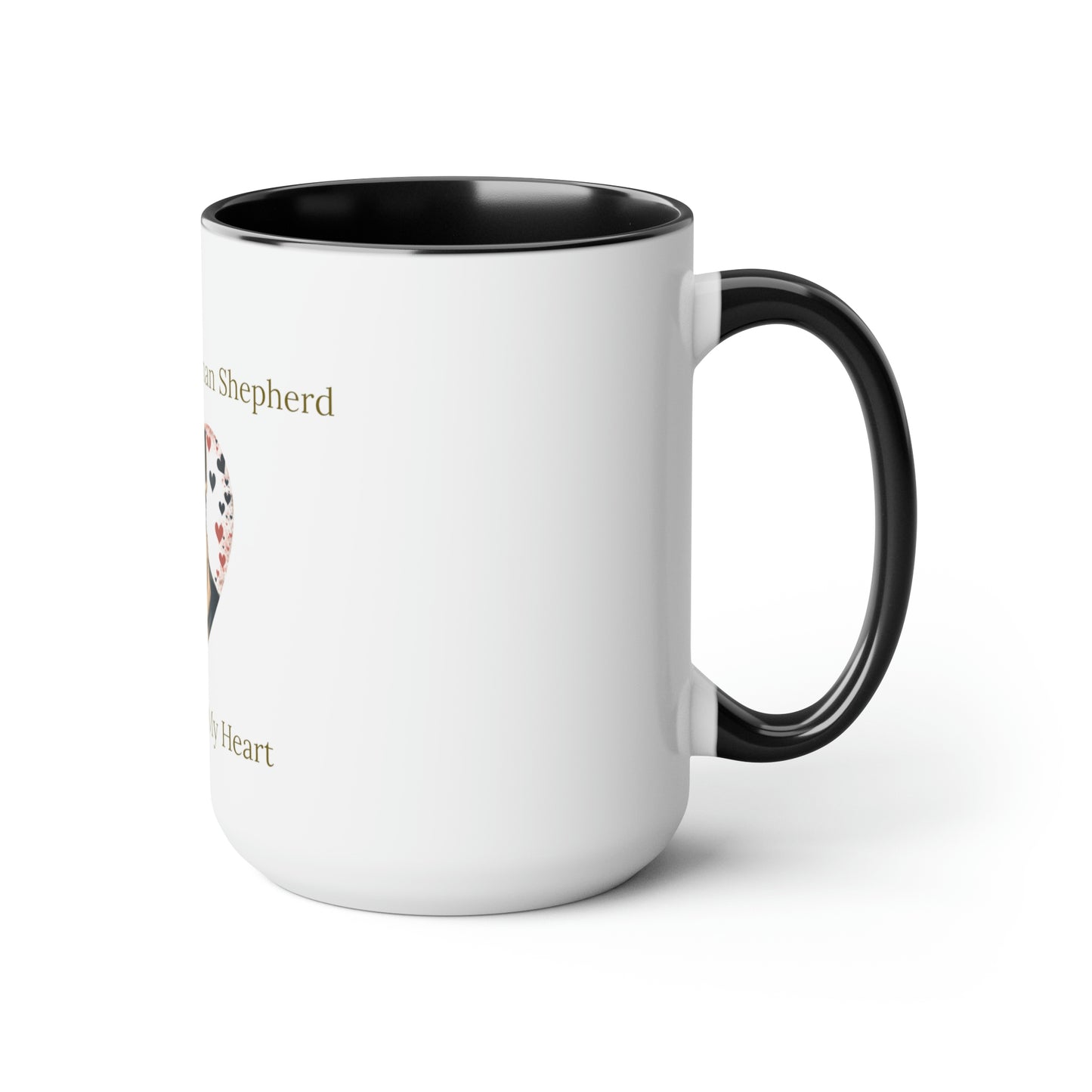 Coffee and My German Shepherd Never Broke My Heart, Two-Tone Coffee Mugs, 15 oz