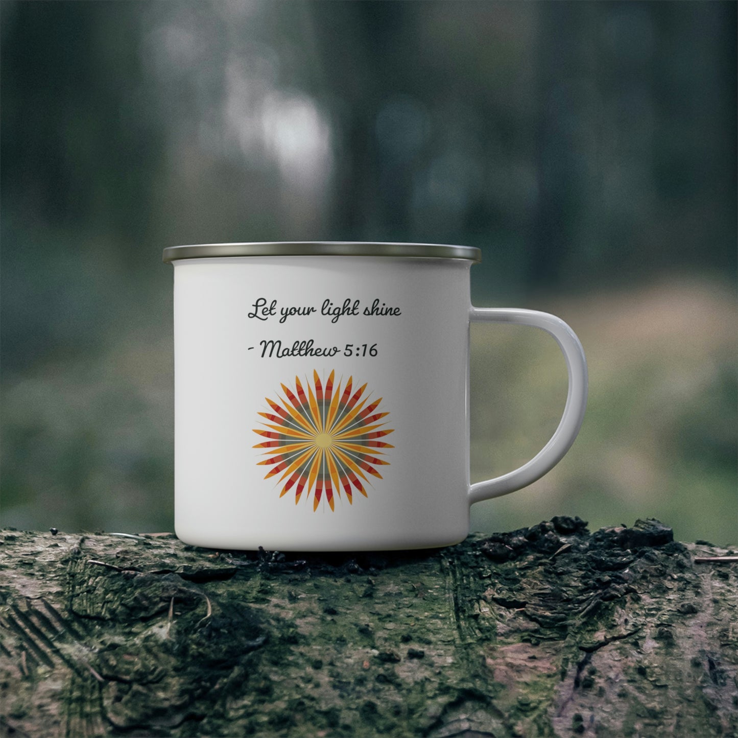 Let Your Light Shine Camping Mug, enamel, 12 oz