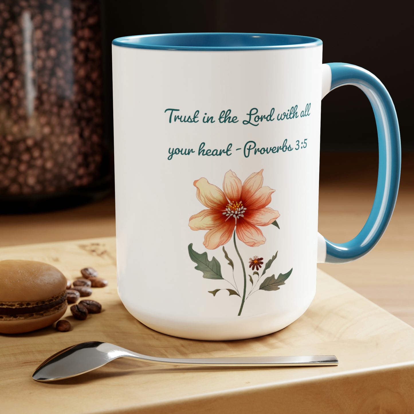Trust in the Lord, Proverbs 3:5, Two-Tone Coffee Mugs, 15oz