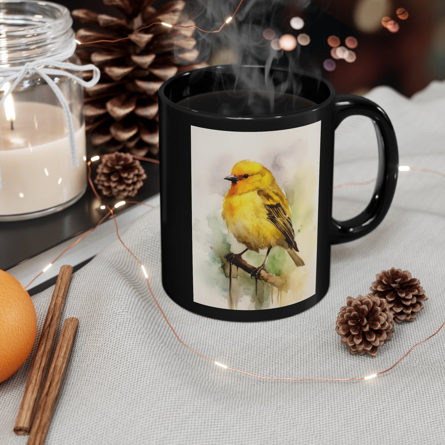 Canary Watercolor Mug - 11 oz Ceramic Mug