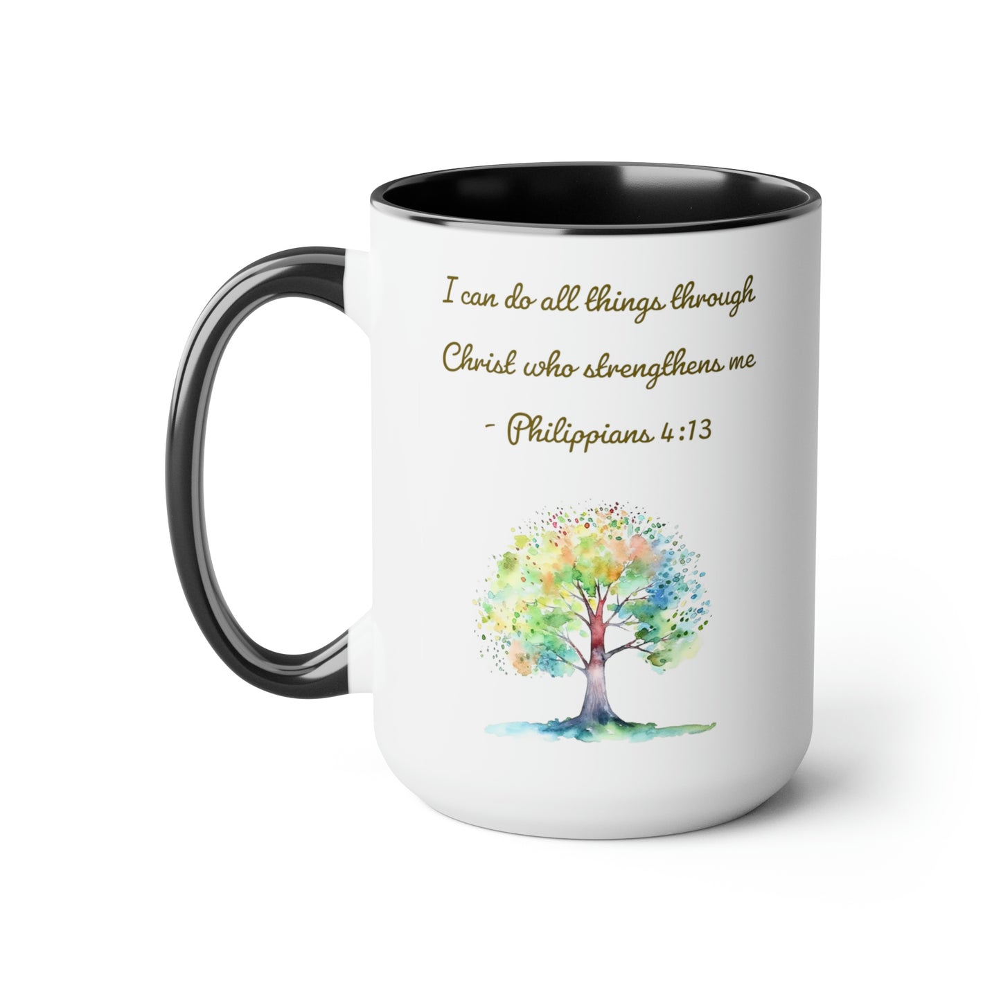 Philippians 4:13 Two-Tone Coffee Mugs, 15oz