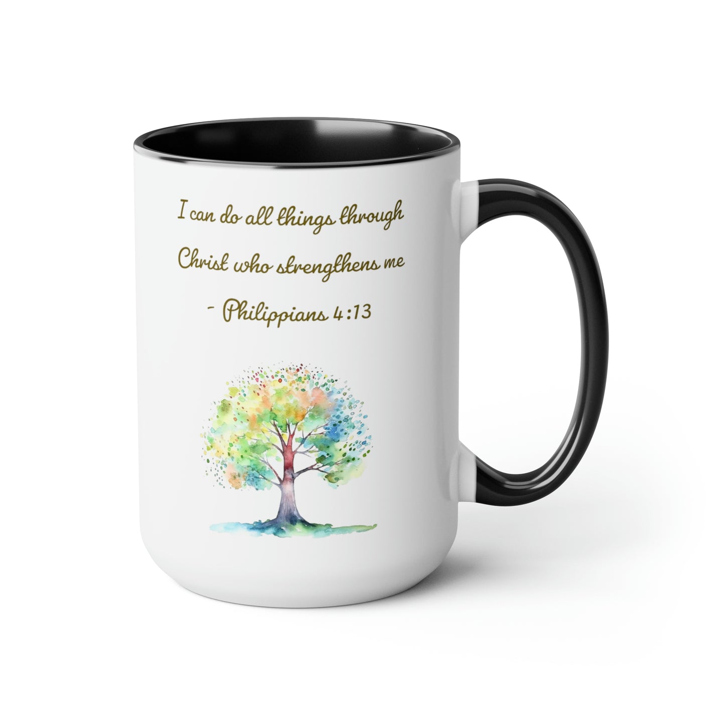 Philippians 4:13 Two-Tone Coffee Mugs, 15oz