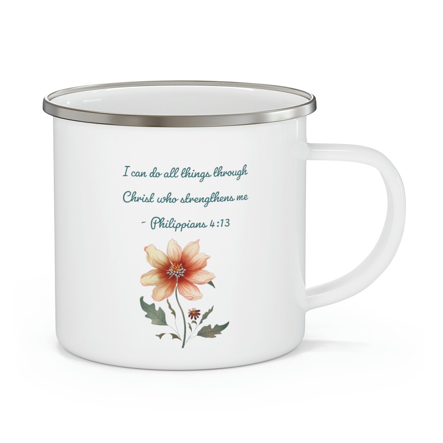Philippians 4:13 Camping Mug, enamel, 12 oz