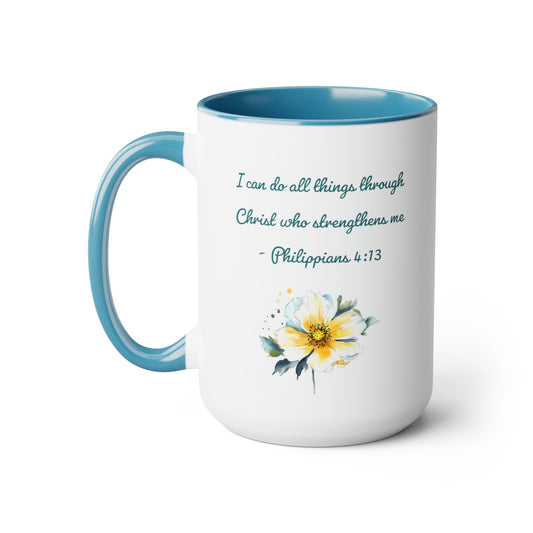 Philippians 4:13, Two-Tone Coffee Mugs, 15oz