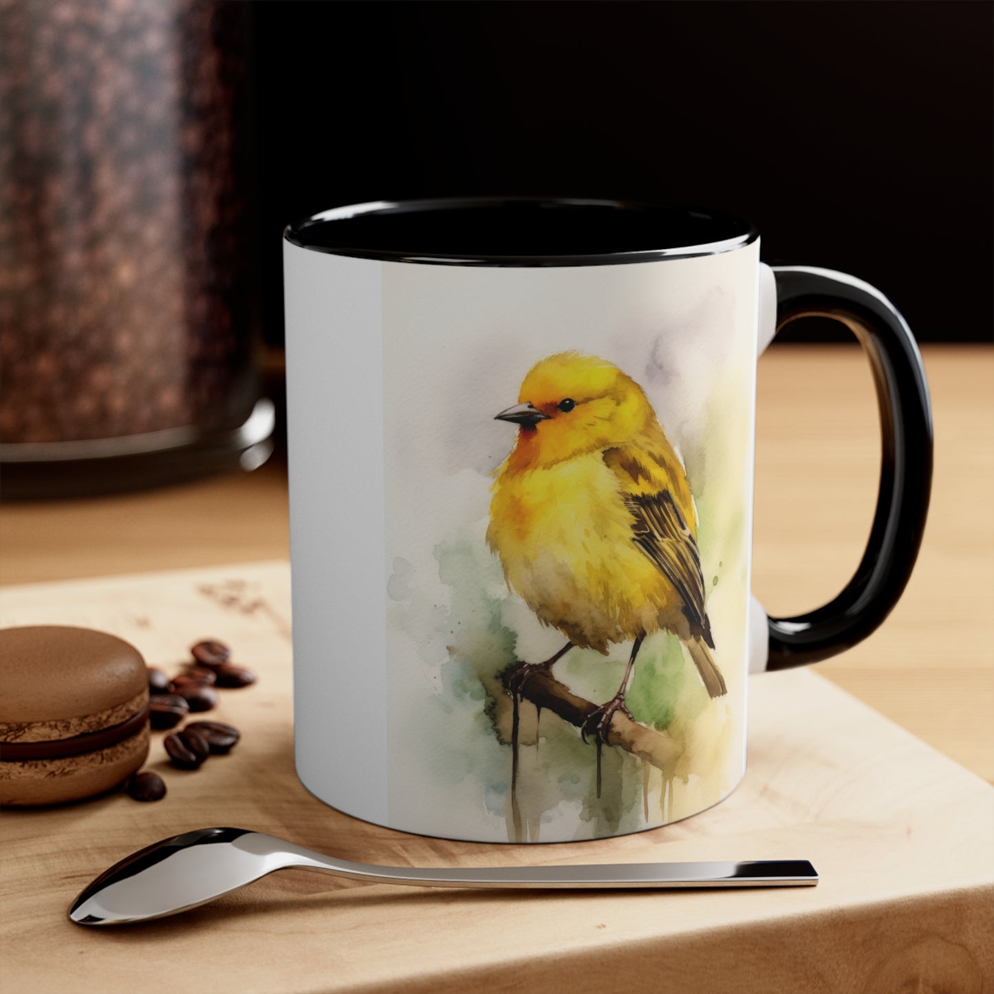 Canary Watercolor Accent Coffee Mug 3, 11oz