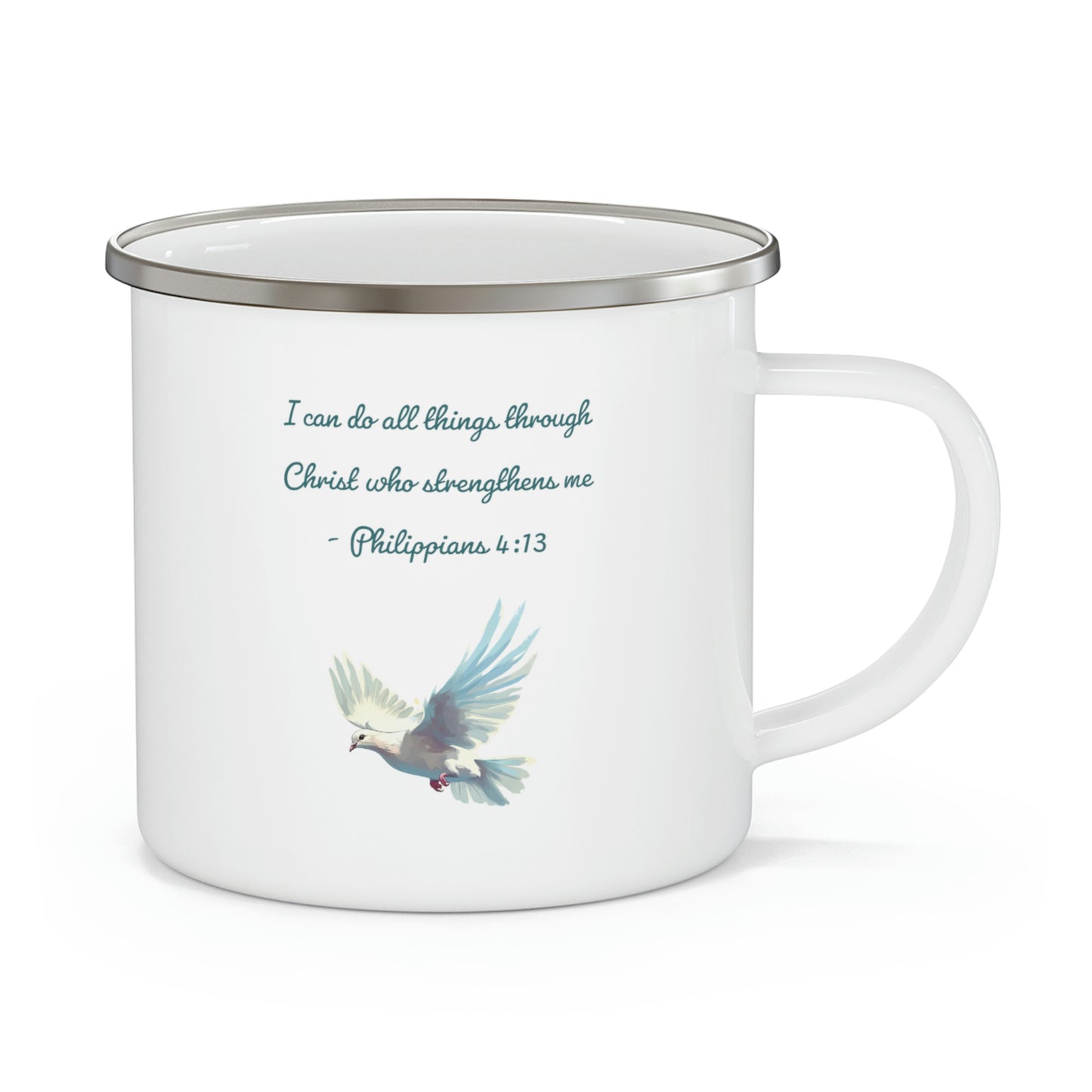 Philippians 4:13 Camping Mug, enamel, 12 oz