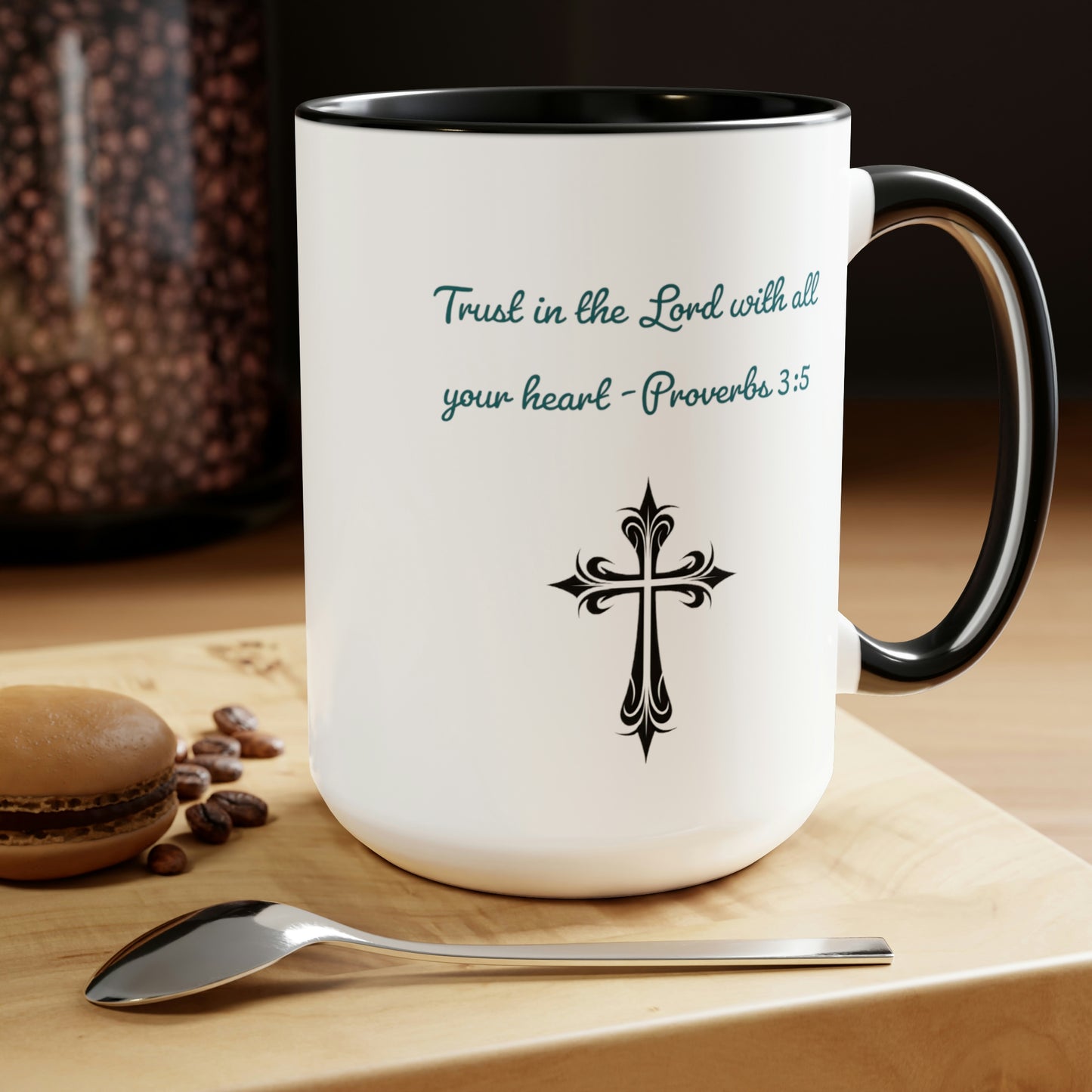 Trust in the Lord, Proverbs 3:5, Two-Tone Coffee Mugs, 15oz