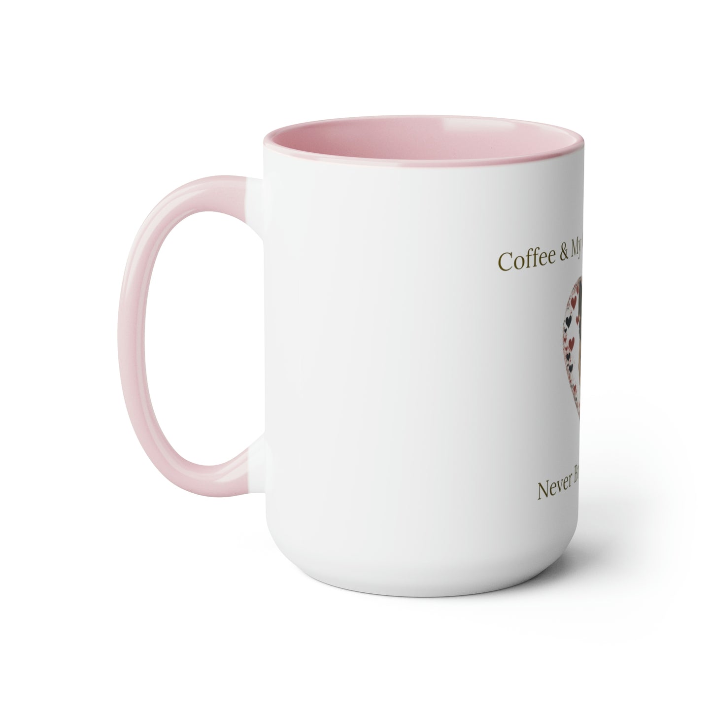 Coffee and My German Shepherd Never Broke My Heart, Two-Tone Coffee Mugs, 15 oz