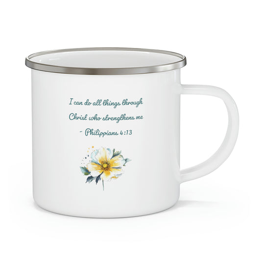Philippians 4:13 Camping Mug, enamel, 12 oz