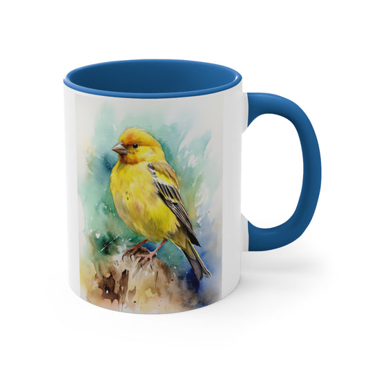 Canary Watercolor Accent Coffee Mug 4, 11oz