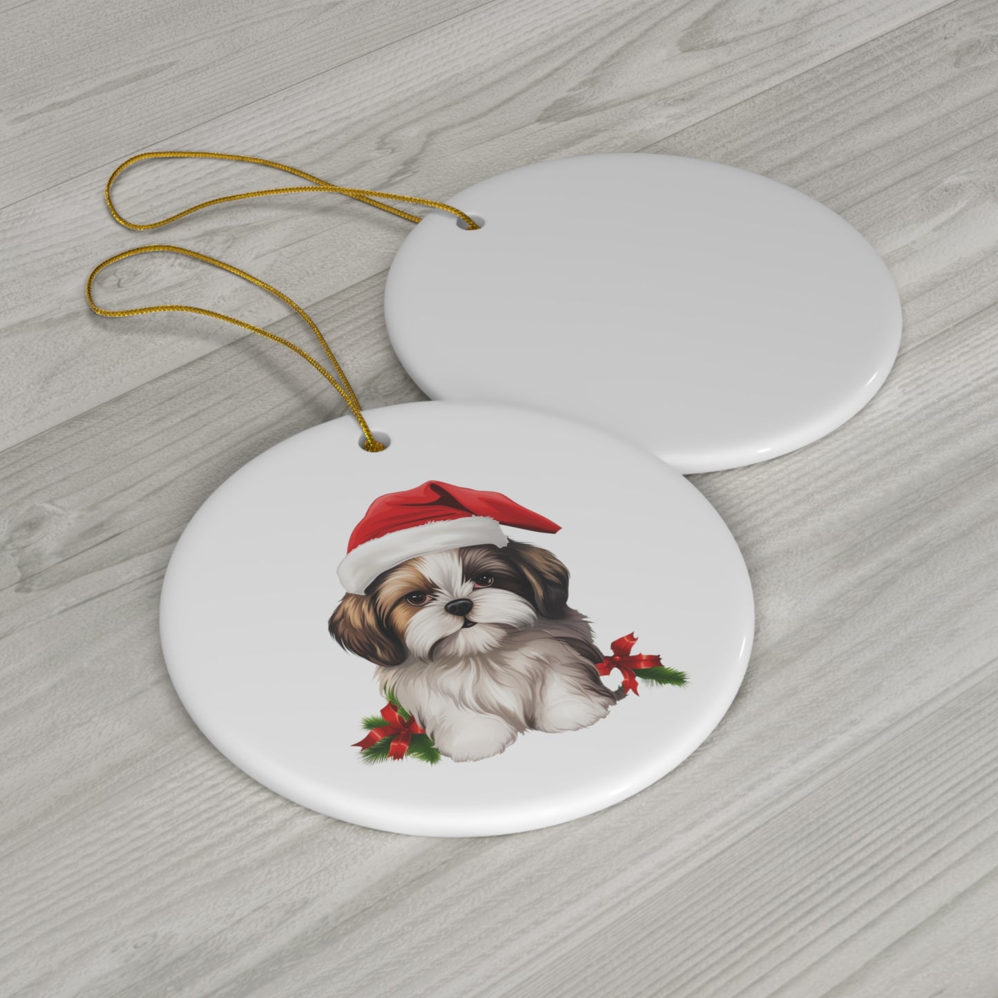 Shih Tzu Christmas Ornament - Ceramic