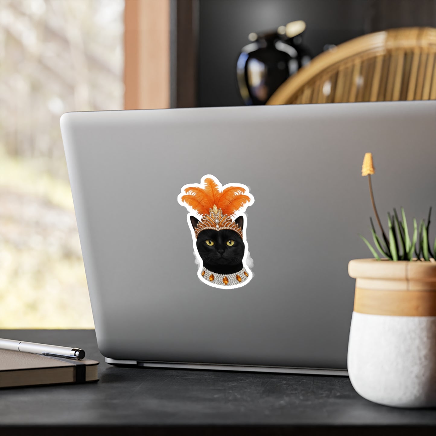 Showgirl Black Cat decal - Cat Sticker - Pet Decal - Outdoor - Indoor - Animal Showgirl Collection Orange Edition