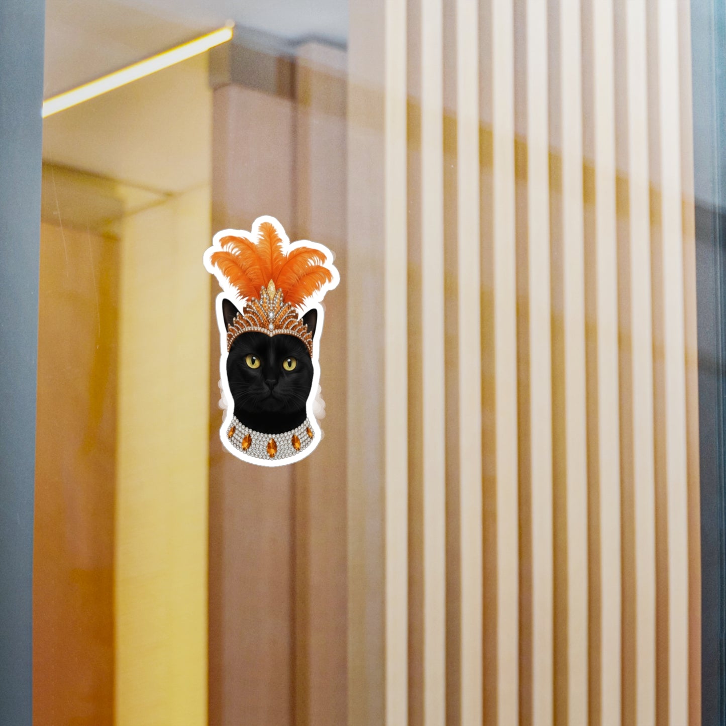 Showgirl Black Cat decal - Cat Sticker - Pet Decal - Outdoor - Indoor - Animal Showgirl Collection Orange Edition