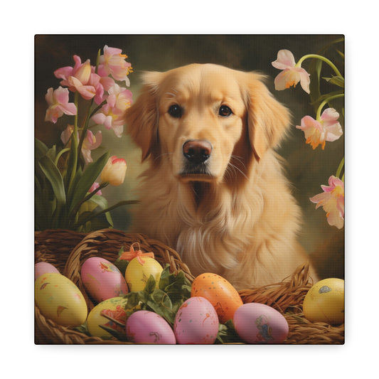 Golden Retriever Easter Wall Art - Spring Print - Canvas Gallery Wraps