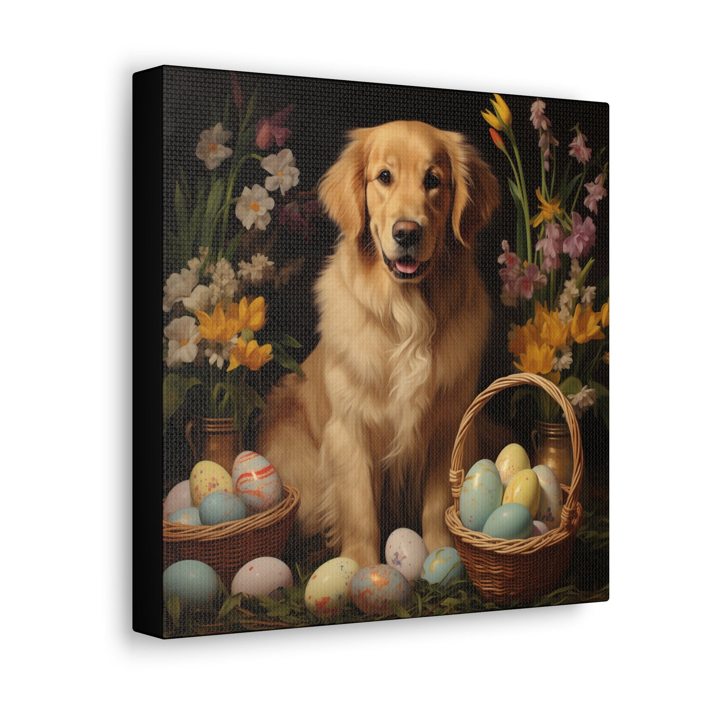 Golden Retriever Easter Wall Art - Spring Print - Canvas Gallery Wraps
