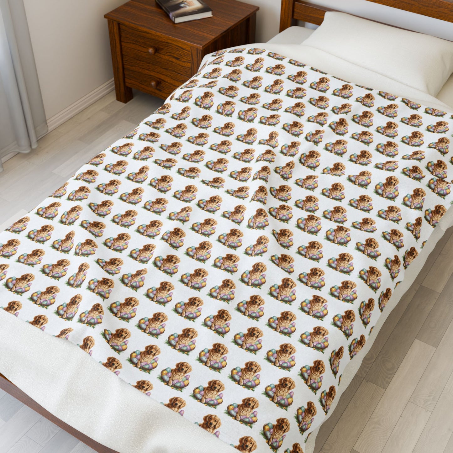 Easter Golden Retriever Blanket (Velveteen Plush)