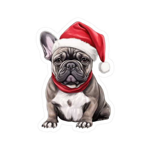 French Bulldog Christmas Sticker - Vinyl Dog Decals